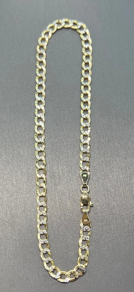 1321- NUEVA TOBILLERA CUBANA HUECA 10K de dos tonos (4,5 mm) Foto 1 de 4