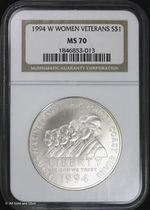 1994-W $1 Women in Military Memorial Commem Silver Dollar NGC MS 70 | UNC BU - Picture 1 of 4