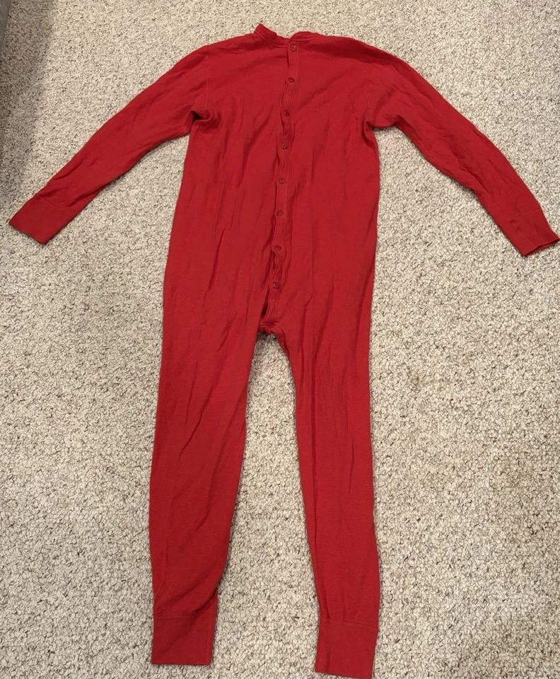 Vintage L.L. Traje Bean Red Union Ropa Interior Térmica de Una Pieza Hecho en Canadá Talla M Foto 1 de 4