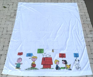 De colección Charlie Brown Peanuts Snoopy 1971 Sábana Completa Plana Una Funda de Almohada Schultz - Imagen 1 de 6