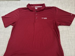 Columbia PFG Short Sleeve Polo Shirt Red/burgundy Men Size L - Picture 1 of 8