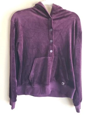 Calvin Klein Purple Velour Hoodie Sweatshirt Size Medium  - Image 1 of 4
