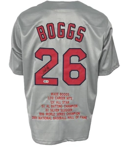 Boston Red Sox Wade Boggs Autographed Pro Style Grey Stat Jersey BAS Authenti... - Picture 1 of 2