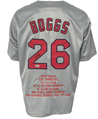Camiseta deportiva gris autografiada de los Boston Red Sox Wade Boggs estilo profesional BAS auténtica... Foto 1 de 2