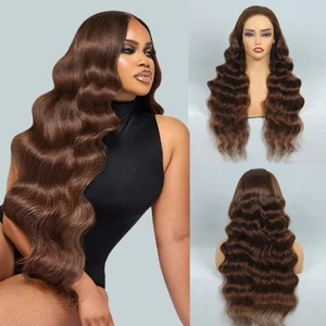 5X5 Glueless Wigs Human Hair Pre Plucked Pre Cut Chocolate Brown Lace Front W... - Picture 1 of 6