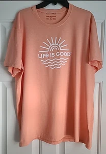 Life Is Good Active Peach T-Shirt NWOT Size Mens XL Spandex - Picture 1 of 4
