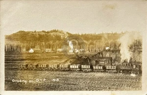 Grading Train on GTP Grand Trunk Pacific Railroad RPPC Photo Postcard COPY - Picture 1 of 2