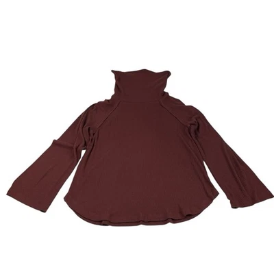 Suéter Michael Stars Acanalado Cuello Embudo Manga Acampanada Borgoña/Vino Para Mujer’s M Foto 1 de 4