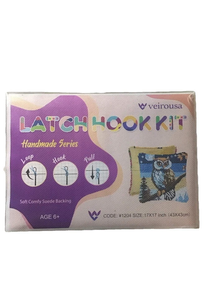 Veirousa Night Owl Latch Hook Kit #1204 17" X 17" P1 - Image 1 of 1