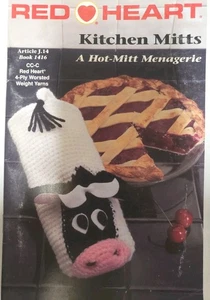 Red Heart Kitchen Mitts Number 1416 - Picture 1 of 2