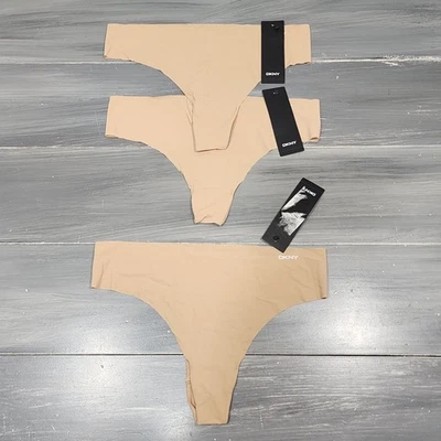 DKNY 丁字裤内衣内裤米色 M 码 3 双 — 第 1/4 张图片