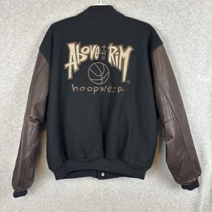 Vintage Reebok 90s Above The Rim ATR Varsity Jacke XL Wolle Leder schwarz braun RAR - Bild 1 von 9