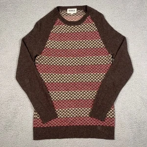 Suéter de Lana Brooklyn Industries Corderos Para Hombres M Marrón Patrón Geométrico Lujo - Imagen 1 de 8