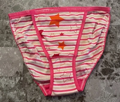 BRAGAS DE BIKINI VICTORIA'S SECRET M STARS A RAYAS 100 % ALGODÓN VINTAGE RARAS CUERDAS Foto 1 de 3