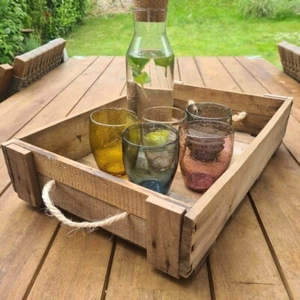 deko Tablett, Holztablett,Serviertabeltt, Tablett,Weinkiste,Holz Serviertabeltt - Bild 1 von 13
