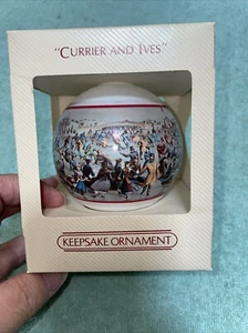 Hallmark Ornament 1983 Currier And Ives Skating Pond Central Park Vintage - Picture 1 of 9