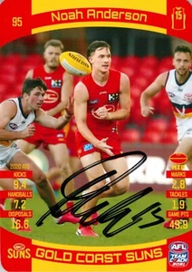 Signed 2021 Gold Coast Suns AFL TeamCoach Card - Noah Anderson - Bild 1 von 3