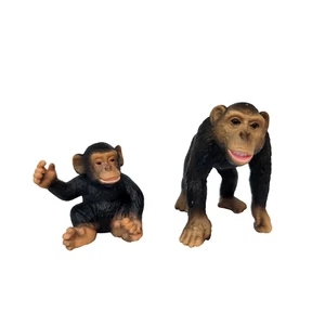 Schleich Chimpanzee Male Father and Baby Monkey Wildlife Figurines Set of 2 - Picture 1 of 14