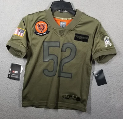 Camiseta deportiva Salute to Service Chicago Bears Khalil Mack Olive 2019 parches juveniles S Foto 1 de 4