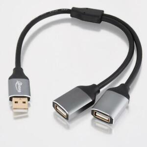 USB 2.0 A Male to 2 Dual Female Fast Charging Data Y Splitter Cable - 30cm