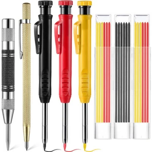 23x Carpenter Pencil Set Deep Hole Marker Built-in Sharpener Carbide Scribe Mark - Picture 1 of 10