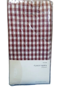 Home Trends 20x20 Tovaglioli Tessuto Rosso e Bianco Scacchi Shorewood Confezione da 4 - Foto 1 di 4