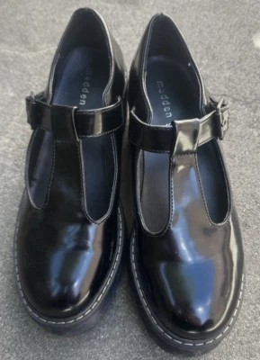 MaddenGirl BlackShoes Size 7 Chunky Heels Y2k MaryJane Style Light Scuff Marks - Image 1 of 4