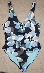 Athleta Womens Floral Sleeveless Halter Neck One-Piece Swimsuit Size Large - Picture 1 of 3