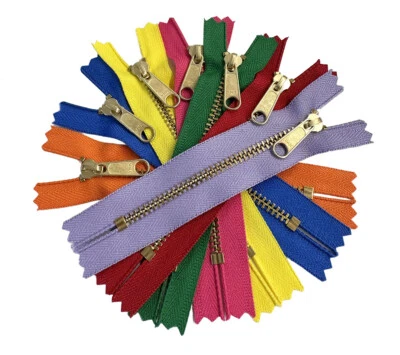 7pcs YKK 3" Metal Zipper 4.5s Brass Long Pull (Non-Lock) Slider Closed-End - Image 1 of 4