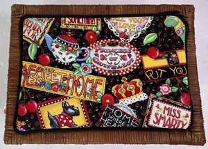 Mary Cherry Motto Sewing Basket Needle Book Notions Kit Pincushion Black Red - Picture 1 of 24
