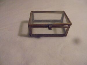 Vintage Tiny Glass & Brass  Display Case 55 mm 38 mm  25 mm