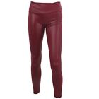 Womens Faux Leather Look High Waist  Pants Tights Size L - Wine3312
