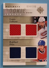 2011-12 UD Ultimate Rookie Duos Jerseys Card # URJ2-LD Leblanc/Diaz 014/100