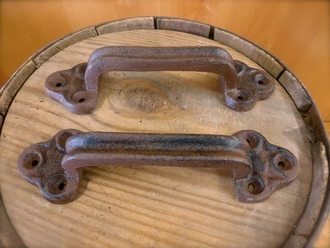 2 LARGE BROWN 9" DOOR GATE HANDLES PULLS RUSTIC ANTIQUE-STYLE CAST IRON drawer Cover