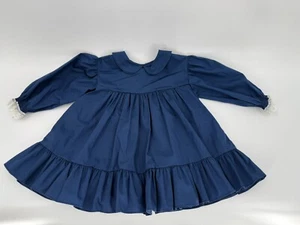 Vintage Bryan Baby Girls Dress Measures Toddler 2T Navy Blue Dress Circle - Picture 1 of 8