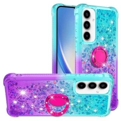 For Various Phone Quicksand Glitter Gradient Case +Ring Holder Cover Shockproof - Image 1 of 4