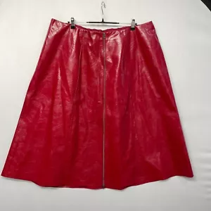 Eloquii Women Faux Leather A-Line Patent Red Skirt Zipper Plus Size 22 M273 -15 - Picture 1 of 19