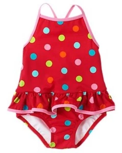 Nuevo con etiquetas Traje de baño de una pieza a lunares coloridos con falda Gymboree niñas pequeñas 2T - Imagen 1 de 1