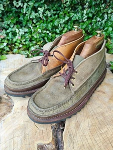 Russell Moccasin Sporting Clays Chukka Boots US 9.5 E Green Beige Brown Leather - Picture 1 of 23
