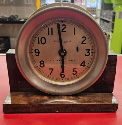 Chelsea Clock Co US Marine Corps Ship Clock (tal cual) Foto 1 de 3