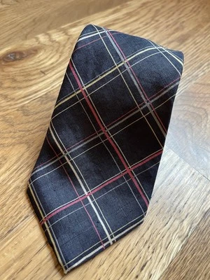 Corbata vintage Yves St. Laurent YSL negra a cuadros 100 % seda Foto 1 de 4