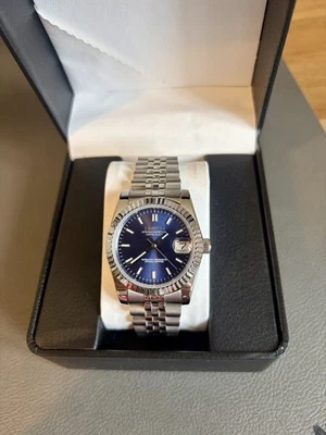 Royal Blue Dial SeikoJust Mod, 36mm Jubilee, Exhibition Caseback - image 1 of 4