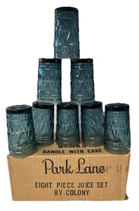 Colony Park Lane Blue Ice Tea Glasses 5 12 - Set of 8 Juice Set NIB - Picture 1 of 9