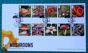 2025 Mushrooms Set of 10 On Royal Mail FDC Potteric Carr Doncaster Postmark - Picture 1 of 2