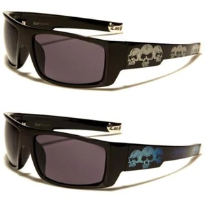 LOCS SKULL WRAP SUNGLASSES DESIGNER OG BIG RETRO MENS LADIES BLACK GANSTA UV400 - Picture 1 of 5