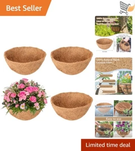 4 Pack 14 Inch Coconut Fiber Hanging Basket Liners Biodegradable Planter Inserts - Picture 1 of 9