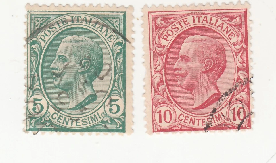 Italia 1906.  Rey Víctor Manuel III. 5c y 10c. Sc# 94-95. Usado Foto 1 de 1