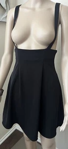 Modcloth “Overall Winner Jumper” Suspender Circular Flared Skirt Black sz S - Picture 1 of 11