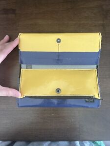 Freitag Wallet Pouch Recycled Tent Blue Yellow Fold Over Color Multiple Pockets