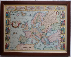 Quadro Cornice Legno Cartina Geografica Antica Europa Riproduzione di una .. - Imagen 1 de 4